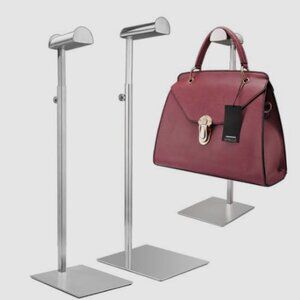 NEW Set of 2 Silver Adjustable Stainless Steel Purse/Bag Display Stands